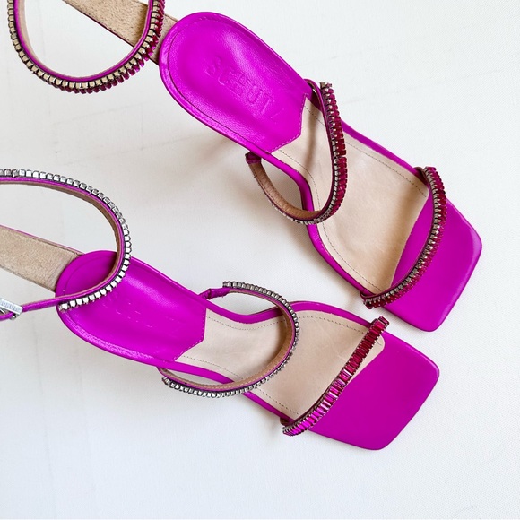 Schutz Nellina Leather Rhinestone Pumps Pink - Picture 4 of 10